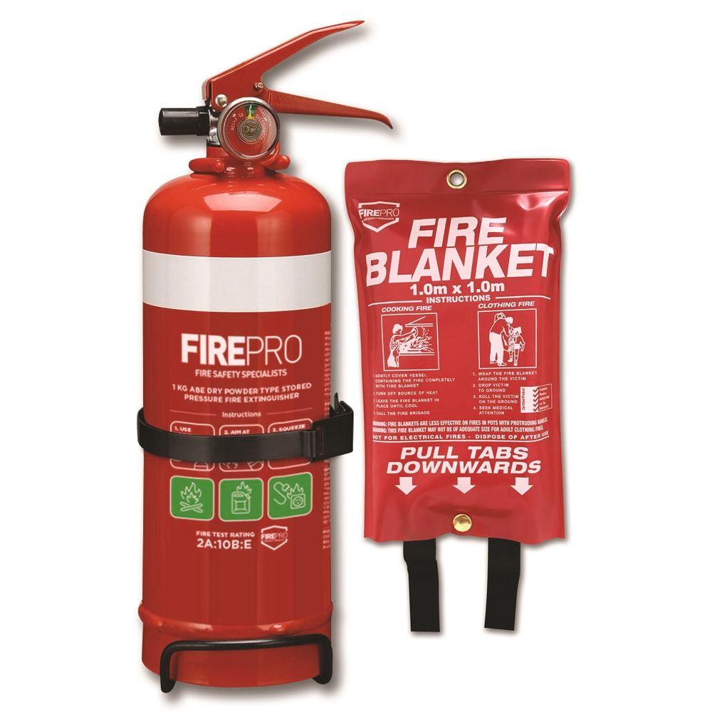 (3) 1 kg Fire Pro Extinguisher And 1*1m Blanket Fire Safety Kit (Boat or Caravan)