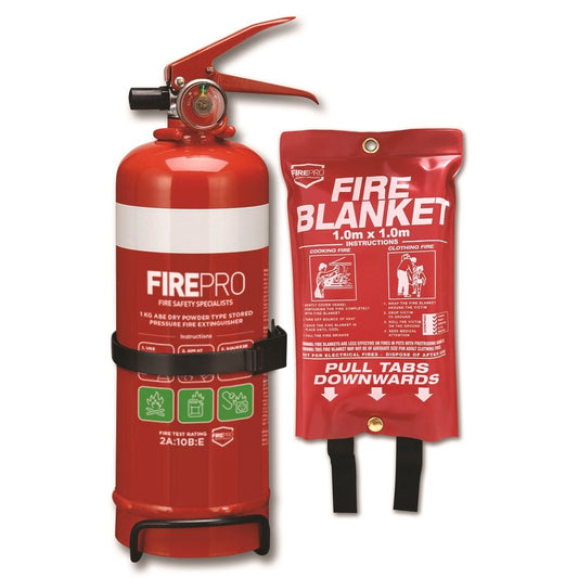 (3) 1 kg Fire Pro Extinguisher And 1*1m Blanket Fire Safety Kit (Boat or Caravan)